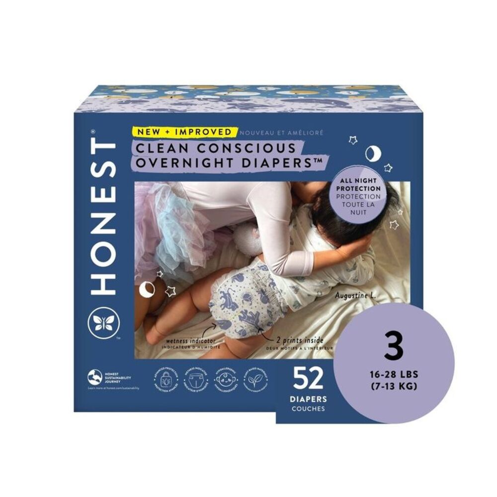 The Honest Company Clean Conscious Sleepy Sheep Disposable Overnight Diaper